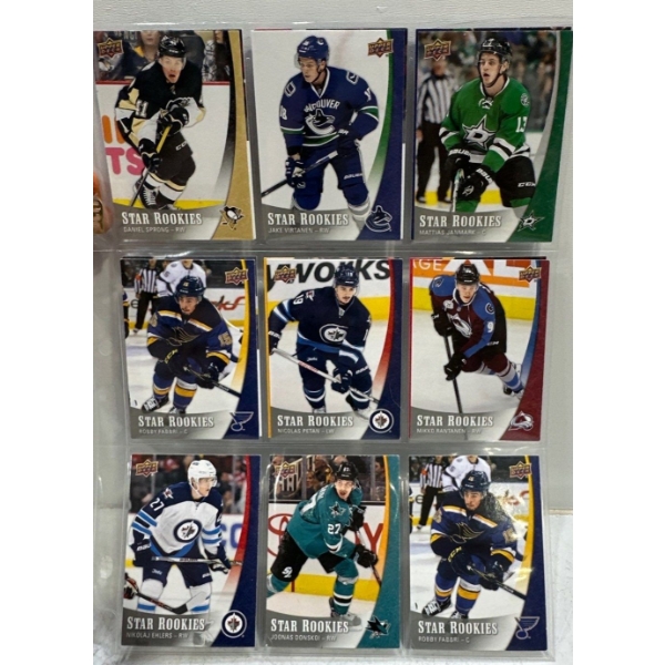 Binder Page of Upper Deck Star Rookies Collector Hockey Cards