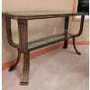 Image 2 : Brushed Bronze 2 Tier Console Table 56"Long w/ Tri Floral Art Print 