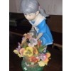 Image 2 : Painted Resin Statue of Girl with Flowers 18 T, 12 W, 7 L