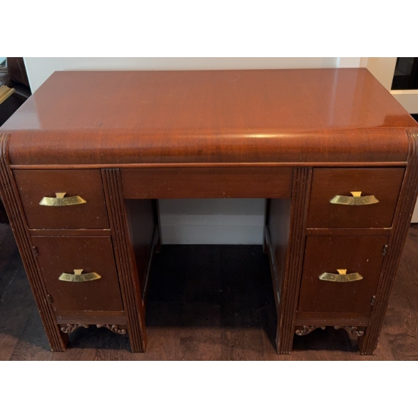Wooden Desk with Brass Drawer Pulls
