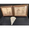 R. Hendrickson Naughty Print Pair (17x14 Each) w/ Wall Shelf (Broken But Repaired) 