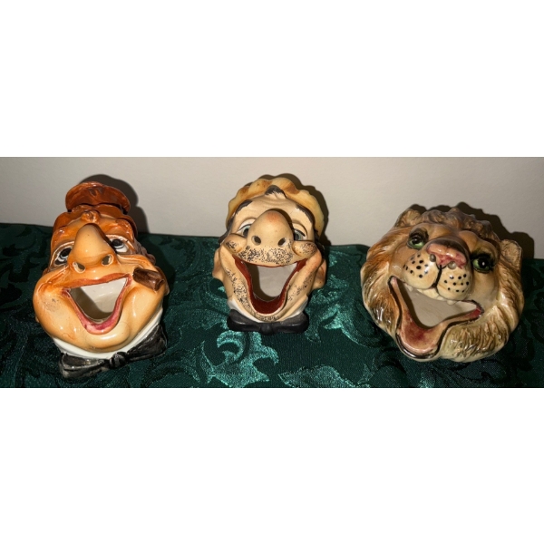 Rare Ceramic Hobo Ashtrays-Hand Painted Clowns Art Deco  Novelty Ashtrays