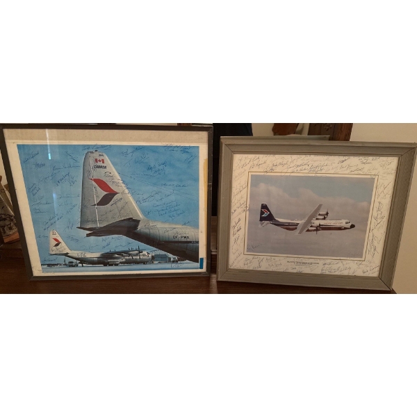 Pair of Airplane Prints with Signatures  (Largest is 20.5x24.5) 
