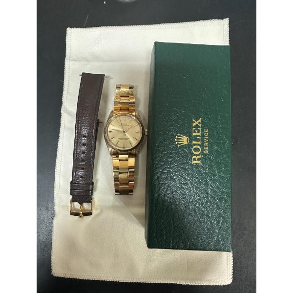 Rolex Oyster Perpetual 1005 9K Gold Case Serviced Rolex 2023 With Rolex Leather Strap Appraisal Ge