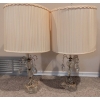 Image 1 : Glass Table Lamps with Crystal Accents and Pleated Shades