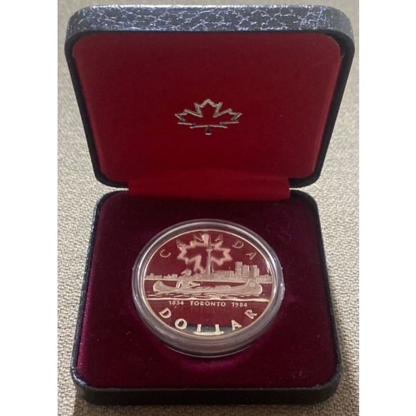 1984 150th Anniversary of Toronto Proof Dollar 50% Silver 23.33 Grams