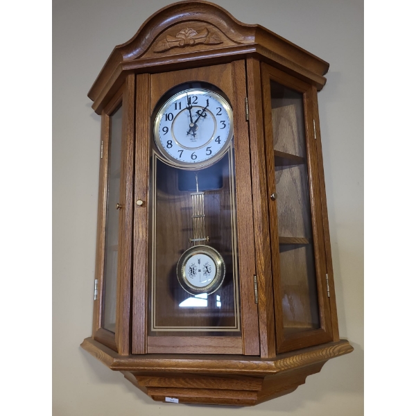 Bulova Quartz Wall Cabinet Pendulum Clock 26 L, 19 W, 6 D