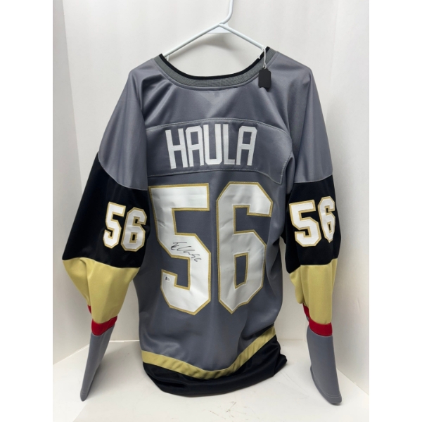 Las Vegas, Golden Knights number 56 Haula hand signed first year jersey .