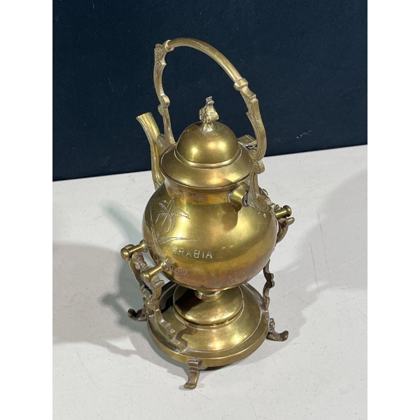 Vintage Copper Middle Eastern Teapot with Stand and Warmer