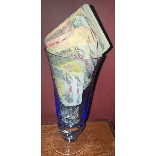 Cocktail Cup Full Of Chaaaaaa Ching - Vintage Canadian Banknotes & Coinage 
