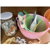 Image 2 : Stainless steal bread box,  full of New canning lids, pink Tupperware bowl, strainers, more goodies 