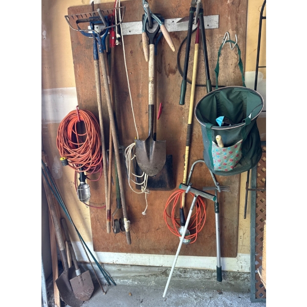 Lawn / Garden Tool Assortment - Shears Spade Shovel Extension Cords & More 