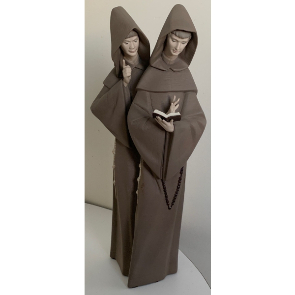 LLADRO Porcelain Pair of Monks Figurine - 14.5T 