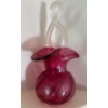 Image 2 : Vintage Cranberry Glass Basket w/twisted Handle & Cranberry Glass Vase 10"tall