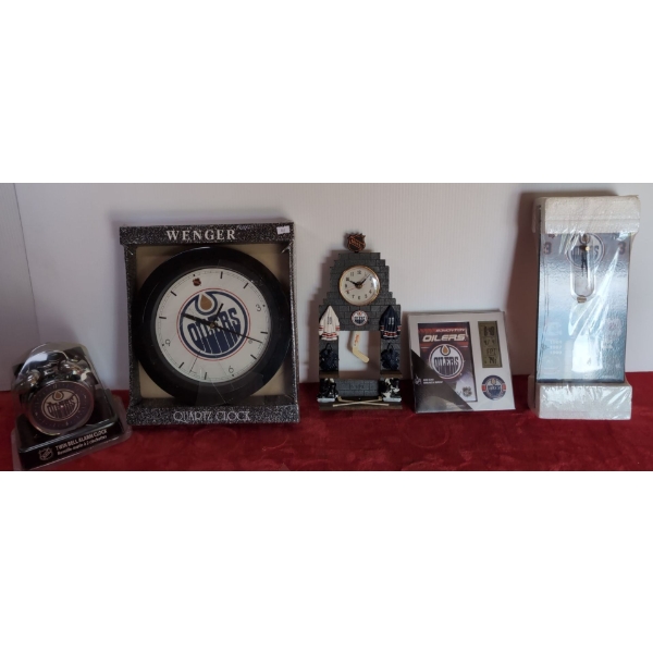 Oilers Clocks (Glass Broken on One of the Clocks)