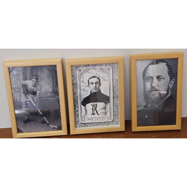 Three Framed Hockey-Related Photographic Prints