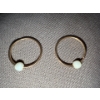 Image 2 : 14K Stamped Small Hoops w/ White Stone (0.59g), And Bonus 10K Stamped Scrap Gold Ring  (1.11g)