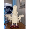 White Chinese Statue Ivory Style Urn 16T x 13W