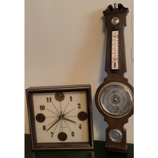 Antique Springfield Barometer 24T w/ Decorative Las Vegas Time Piece 