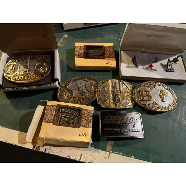 collection of gold plated, belt buckles very cool vintage pieces along with a collection of Alberta 