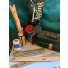 Image 2 :  Vintage fishing lot, homemade ice fishing rods, new rods, hooks, scoops, tackle box and vintage rod