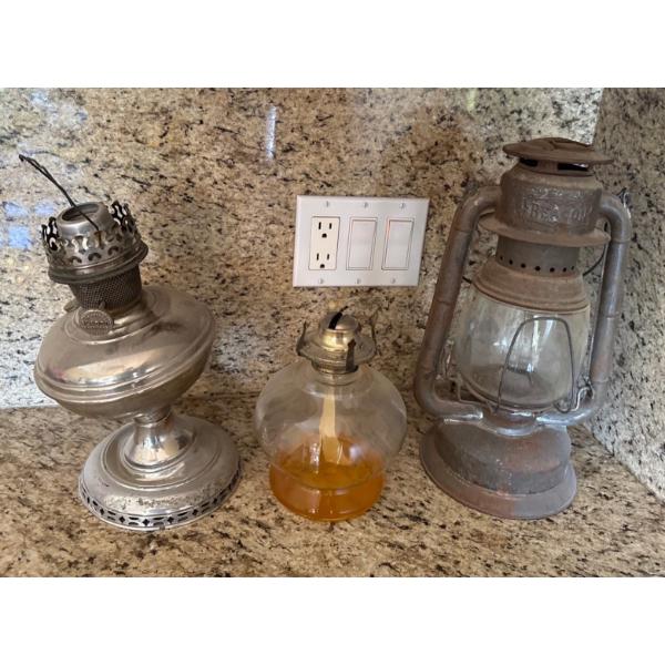 Vintage  & Antique Oil Lamps, 3 Pcs 