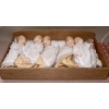 Image 4 : Hand Carved Mini Tea Set w/ Crochet Loom Quintuplets Asleep & Collectable Vintage Country Girls
