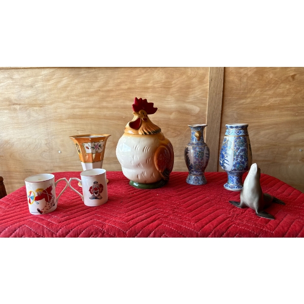 Collection of Home Decor Vases, Porcelain Figure and Cookie Jar