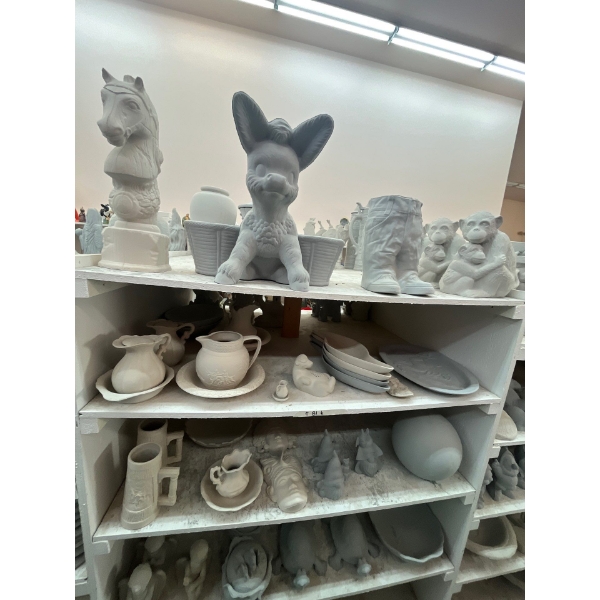  ceramic greenware all contents on shelf