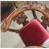 Image 4 : Carved Wood Table with Marble Inlay 32 Diameter Top, 31 T and 2 Chairs 32 T, 22 W, 18 D