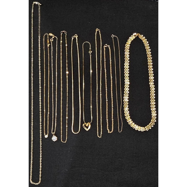 Gold-Tone Jewelry Lot With Bracelets, Necklaces, Earrings, and Watch