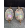Image 1 : Vintage Oval Crackled Glass Globe Pendant Lights With Brass Fixtures