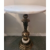 Image 3 : Pair of Vintage Marble Top Side Tables 15" Diameter Tops, 18 and 20 T 
