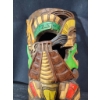 Image 2 : Hand-Carved Wooden Wall Mask With Colorful Accents, 11 x 25 Inches