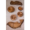 Image 1 : Handcarved Indigenious Fish Carvings w/ Hammered Coppercraft Ashtrays 