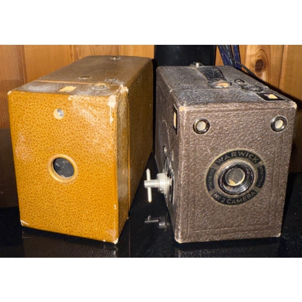 2 Antique Box Cameras - Warwick No.2