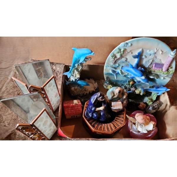 Decor Including: Dolphin Statue 7 T, Dolphin Plate, Pair of Candle Holders and More!