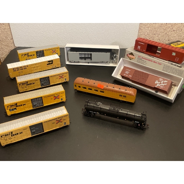 Assorted Rail Cars Box Cars Shipping Crates & More