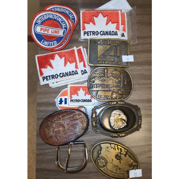 Belt Buckles (Maendel Canada 963 Eagle) and Patches: Interprovincial Pipeline, Gulf, Petro Canada