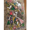 Image 2 : Mexican Folk Art Painting of Creatures on Bark, No Signature, Solid Wood Frame - 22x31