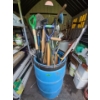 Image 3 : Assorted Gardening tools and water barrel