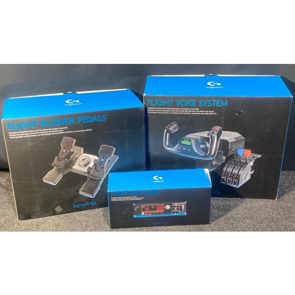 Logitech Flight Simulator Rudder Petals, Multi Panel, & Yoke System