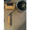 Image 3 : C.S. Osborne hardwood webbing stretcher tools, tacks, and roll of natural burlap/ jute / stretch web