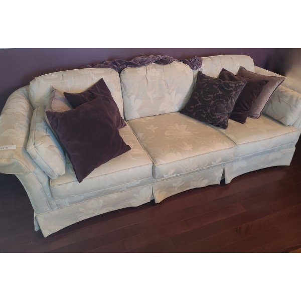Neutral Floral  Upholstered 3 Seater Couch 92 w 32 h