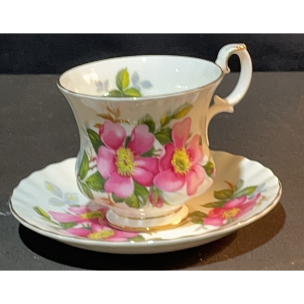 5 English Bone China Floral Teacups and Saucers