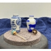 Image 3 : Pair of Hand Painted Blue & White Snuff Bottles with Spoons 2.25H