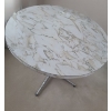Image 2 : MCM Laminate Top Circular Dining Table w/ Black and Chrome Base 37" Diameter, 29.5 T