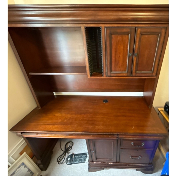 Solid Wood Large Desk, Contents NOT Incl. Desk ONLY  - 57.5in Wide, 25 in Deep, 68  in Tall 