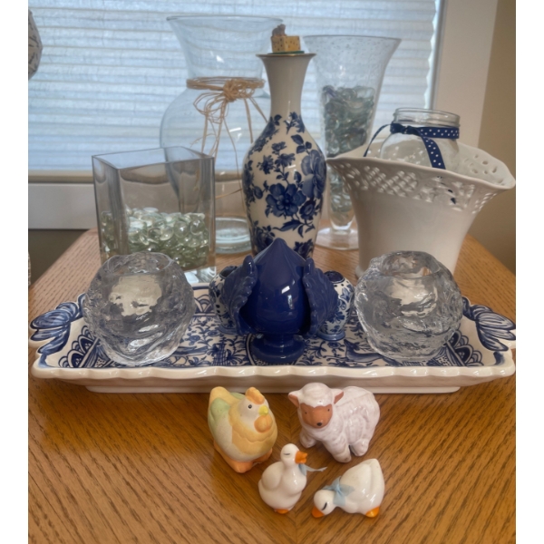Delft Hand Painted Blue White Porcelain Decorative Glassware & More 12T