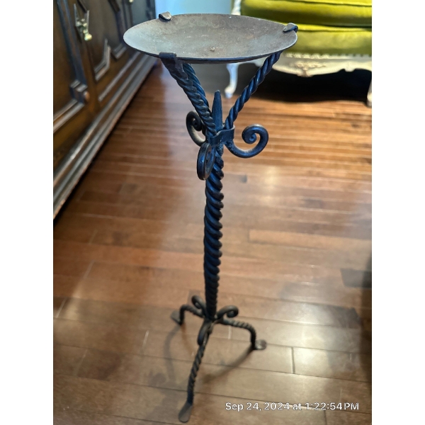 Antique Rot Iron French Gothic Candle Stick 24T